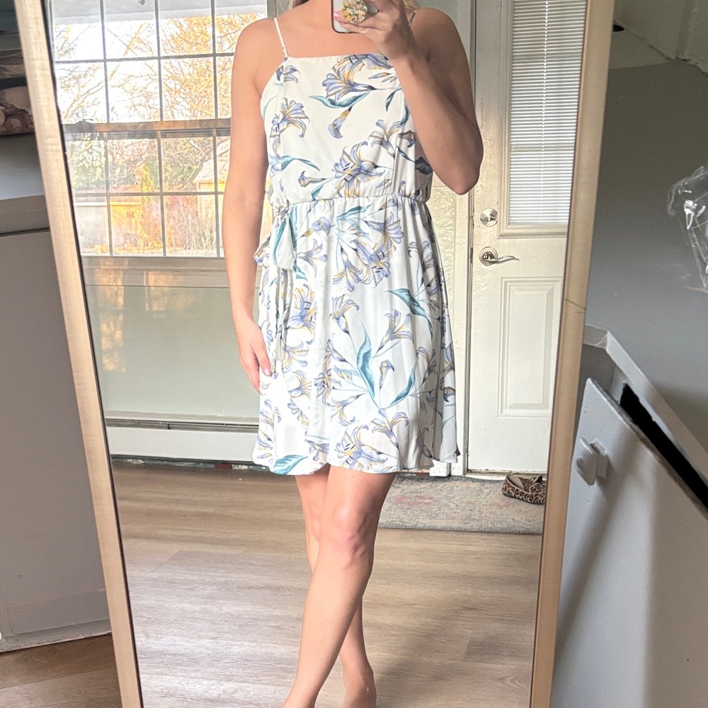 Sienna Sky White Floral Spaghetti-Strap Mini Dress